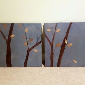Canvas paintings wall art or wall decor, blue, turquoise, brown, gold